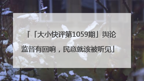 「大小快评第1059期」舆论监督有回响，民意就该被听见