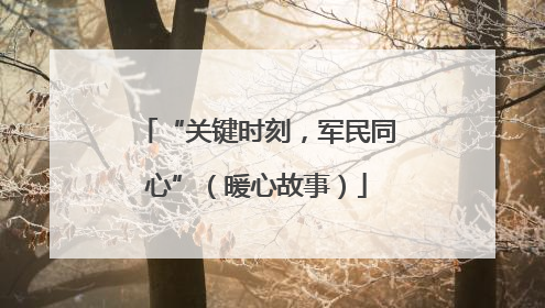 “关键时刻，军民同心”（暖心故事）