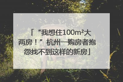 “我想住100m²大两房！”杭州一购房者抱怨找不到这样的新房