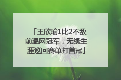 王欣瑜1比2不敌前温网冠军，无缘生涯巡回赛单打首冠