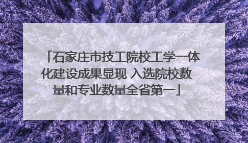 石家庄市技工院校工学一体化建设成果显现 入选院校数量和专业数量全省第一