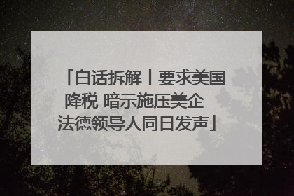 白话拆解丨要求美国降税 暗示施压美企 法德领导人同日发声