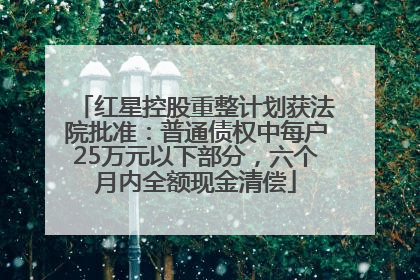 红星控股重整计划获法院批准：普通债权中每户25万元以下部分，六个月内全额现金清偿
