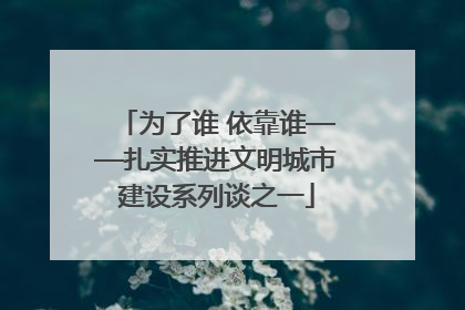 为了谁 依靠谁——扎实推进文明城市建设系列谈之一
