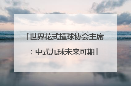 世界花式撞球协会主席：中式九球未来可期