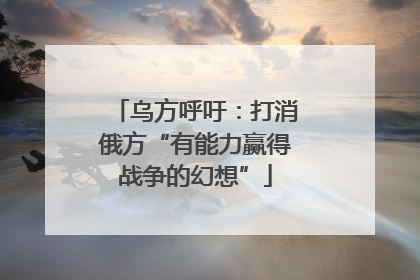 乌方呼吁：打消俄方“有能力赢得战争的幻想”
