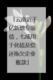 云南近千亿新增专项债，七成用于化债及偿还拖欠企业账款