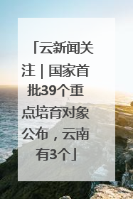 云新闻关注｜国家首批39个重点培育对象公布，云南有3个