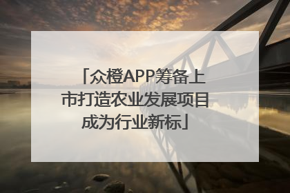 众橙APP筹备上市打造农业发展项目成为行业新标