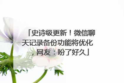 史诗级更新！微信聊天记录备份功能将优化，网友：盼了好久