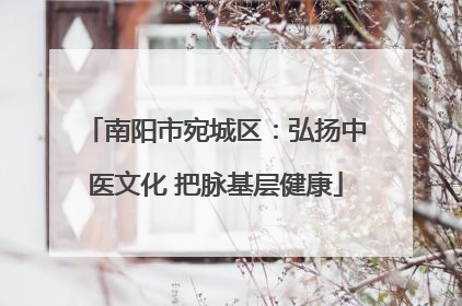 南阳市宛城区：弘扬中医文化 把脉基层健康