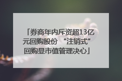 券商年内斥资超13亿元回购股份 “注销式”回购显市值管理决心