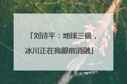 刘诗平：地球三极，冰川正在我眼前消融