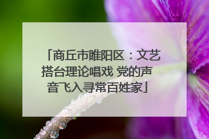 商丘市睢阳区：文艺搭台理论唱戏 党的声音飞入寻常百姓家