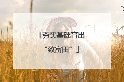 夯实基础育出“致富田”