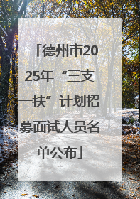 德州市2025年“三支一扶”计划招募面试人员名单公布