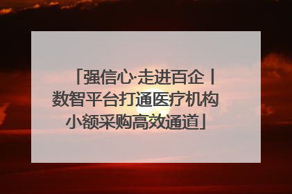 强信心·走进百企丨数智平台打通医疗机构小额采购高效通道