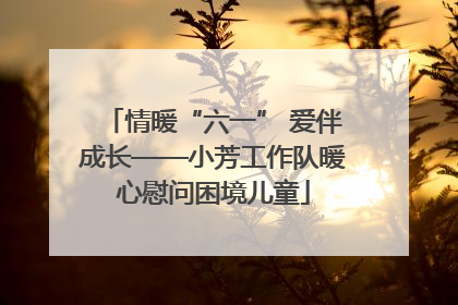 情暖“六一” 爱伴成长——小芳工作队暖心慰问困境儿童