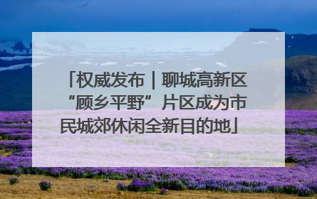 权威发布｜聊城高新区“顾乡平野”片区成为市民城郊休闲全新目的地