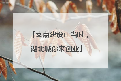支点建设正当时，湖北喊你来创业