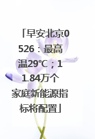 早安北京0526：最高温29℃；11.84万个家庭新能源指标将配置