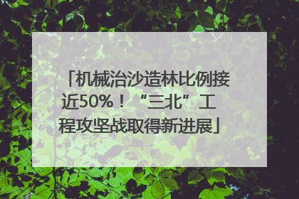 机械治沙造林比例接近50%！“三北”工程攻坚战取得新进展