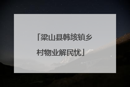 梁山县韩垓镇乡村物业解民忧