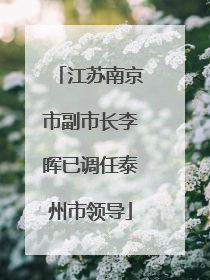 江苏南京市副市长李晖已调任泰州市领导