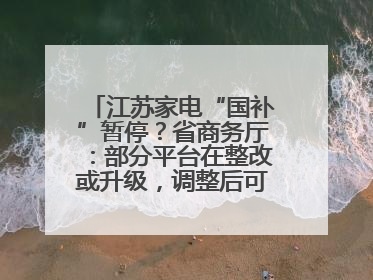 江苏家电“国补”暂停？省商务厅：部分平台在整改或升级，调整后可正常使用