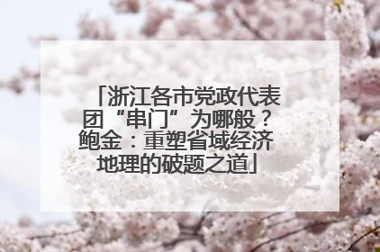 浙江各市党政代表团“串门”为哪般？鲍金：重塑省域经济地理的破题之道