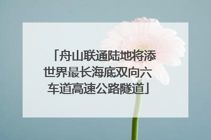 舟山联通陆地将添世界最长海底双向六车道高速公路隧道