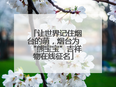 让世界记住烟台的萌，烟台为“熊宝宝”吉祥物在线征名