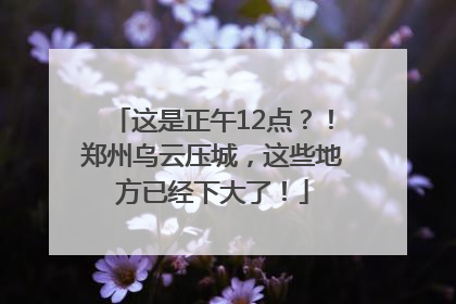 这是正午12点？！郑州乌云压城，这些地方已经下大了！