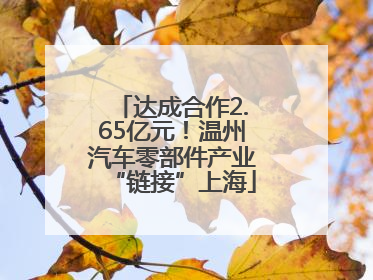 达成合作2.65亿元！温州汽车零部件产业“链接”上海
