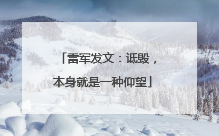 雷军发文：诋毁，本身就是一种仰望