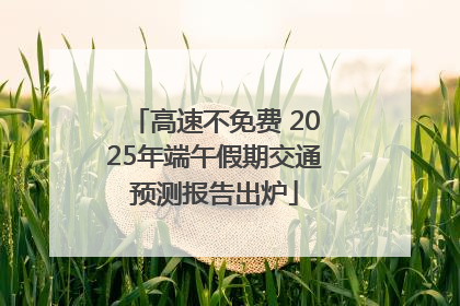 高速不免费 2025年端午假期交通预测报告出炉