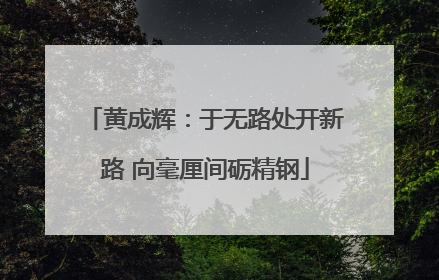 黄成辉：于无路处开新路 向毫厘间砺精钢