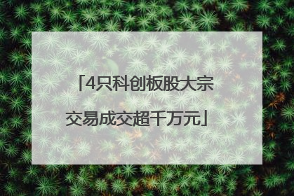 4只科创板股大宗交易成交超千万元