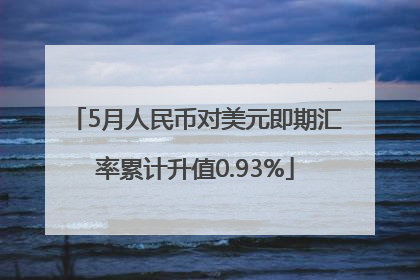 5月人民币对美元即期汇率累计升值0.93%